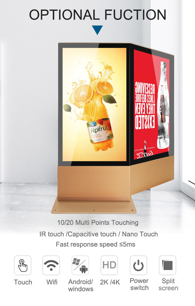 75 inch Dual sided digital kiosk display for retail exhibition hall restaurant multi screens HD screen