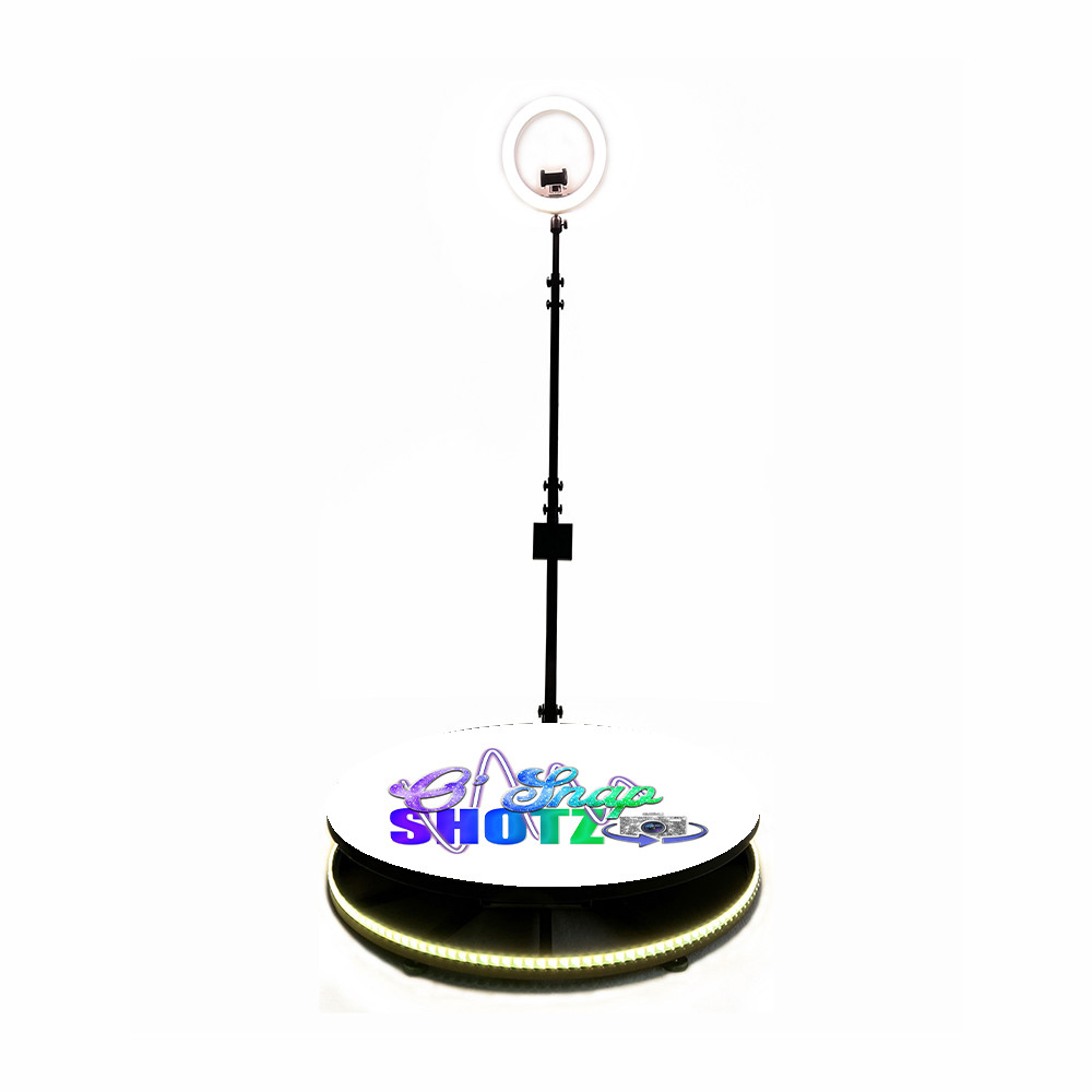 Round Base 360 Video Photo Booth Kiosk Rotating Slow Motion Custom Logo