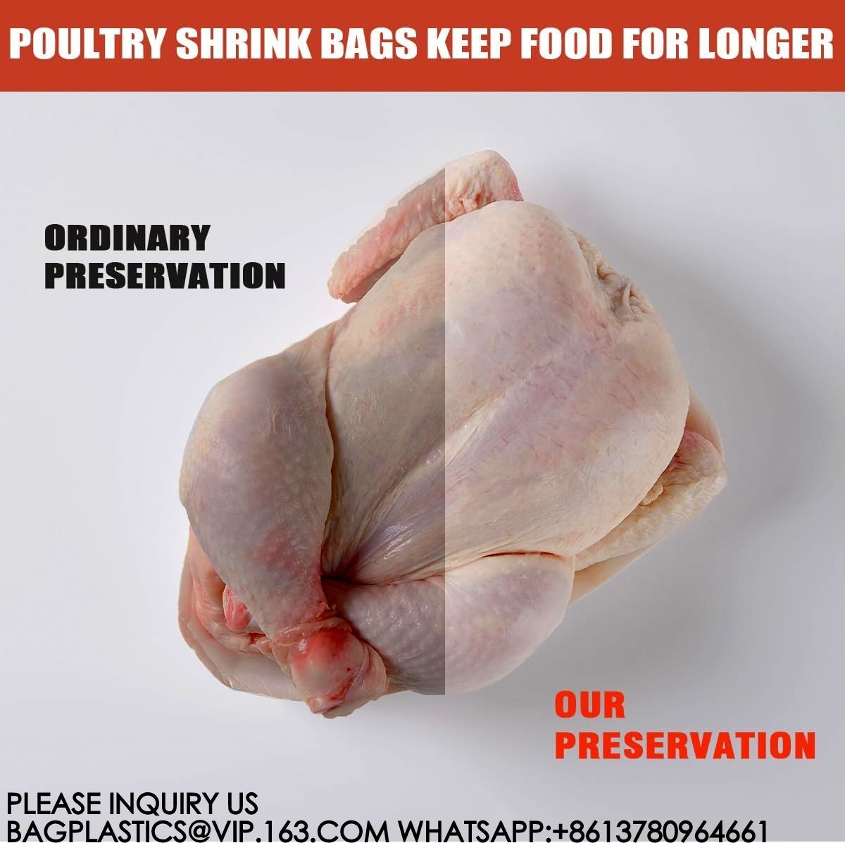 Poultry Shrink Bag Plastic Bags Packaging Chicken Part Duck Goose Roast Chicken Pouch