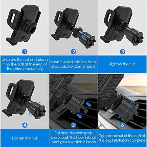 Hook Clip Air Vent Cell Phone Holder Lightweight 140g Adjustable
