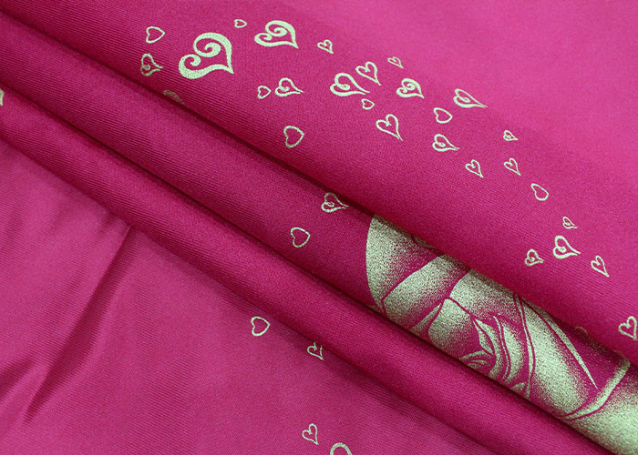 100% polyester warp knitted printed gold powder large rose mattress fabric