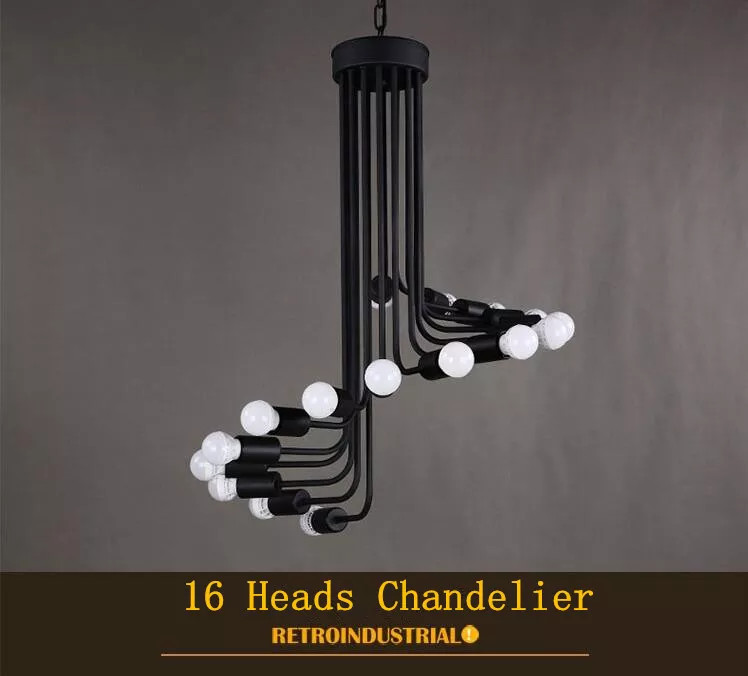 Black staircase shape vintage spiral wrought iron hotel chandelier(WH-CI-157)