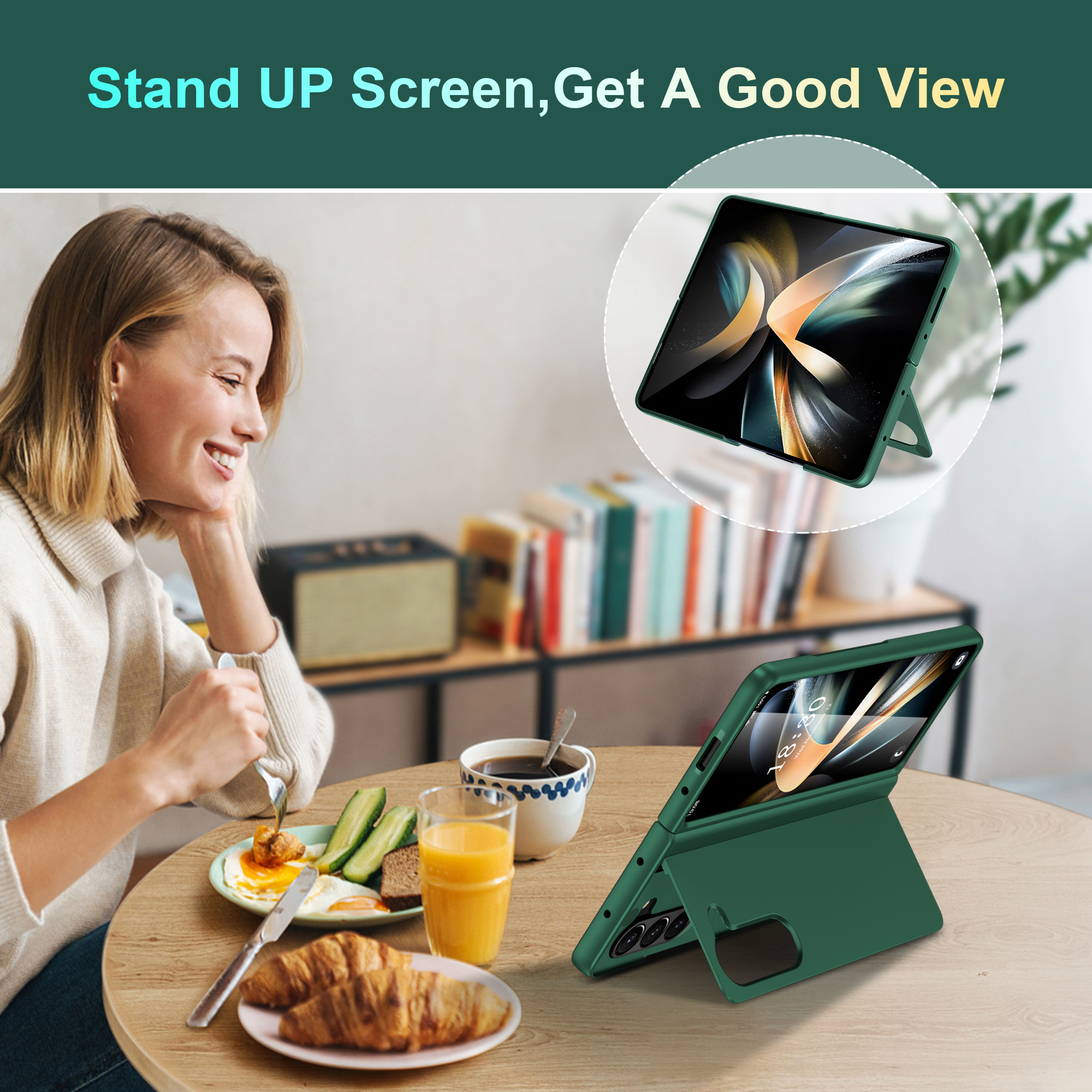 5G Fashion PC Protective Phone Case Samsung Zfold 5 With Flip Stand And Black Color