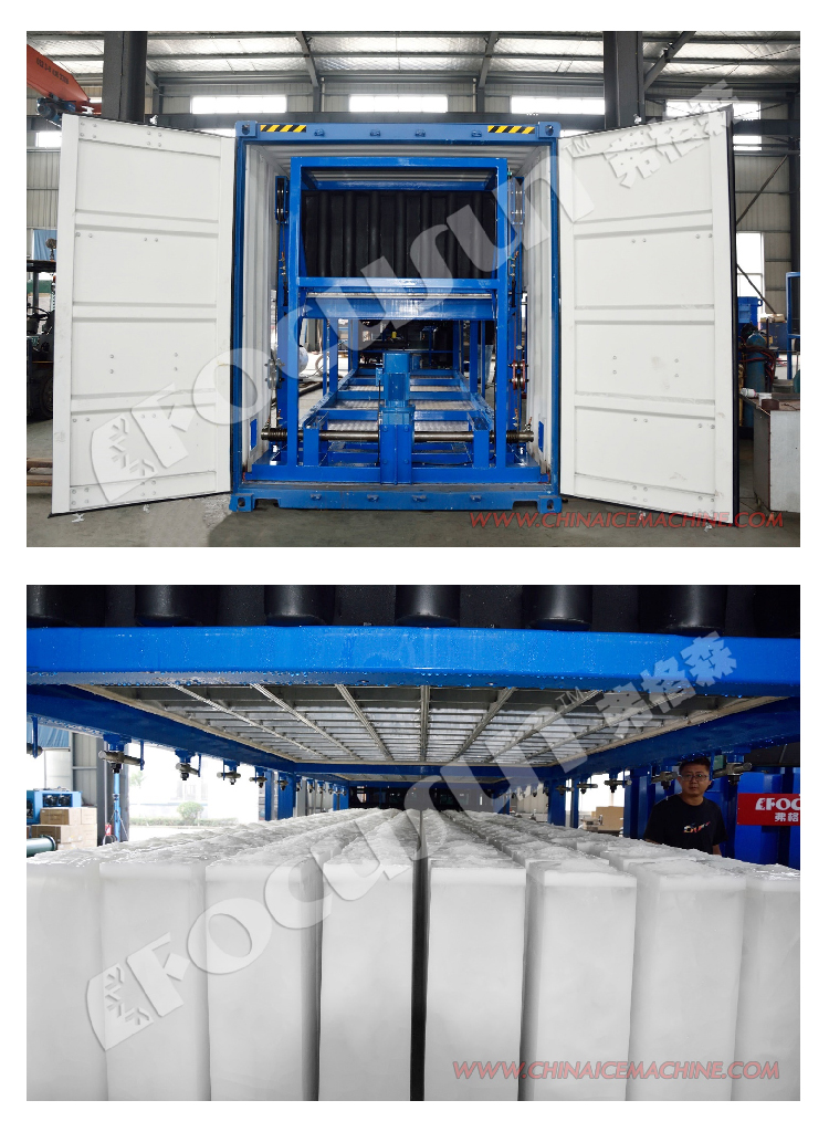 10 tons per day Containerized direct cooling Block ice makers with Bitzer compressor