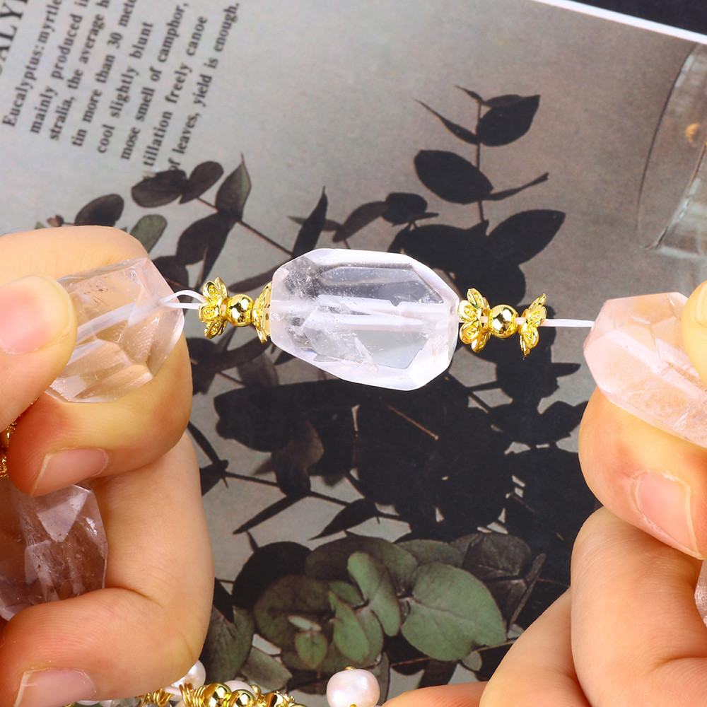 Handmade Gemstone Bracelet Adjustable Charms Clear Quartz Bracelet Natural Stone Pearl Jewelry For Party Daily Wearing