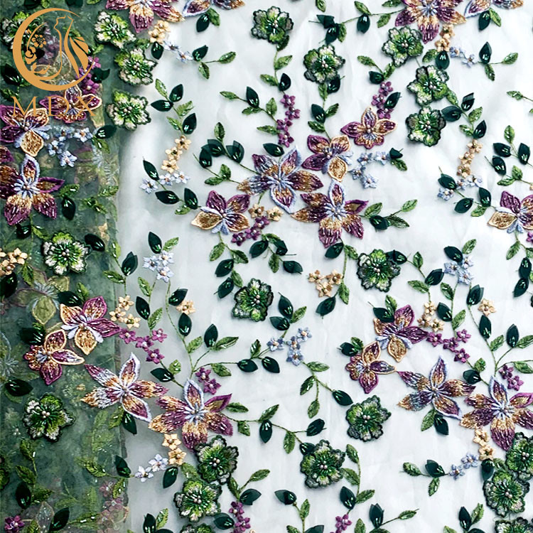 140cm Width 3D Flower Lace Fabric / Flower Embroidery Lace For Home Textile