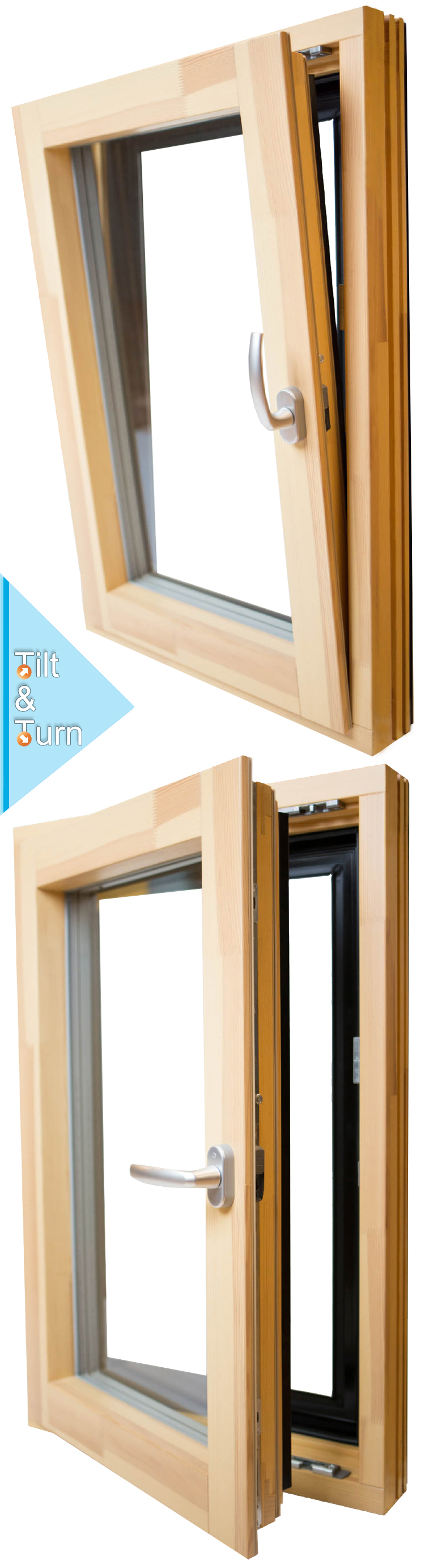 Antique 3 Glass Sunroom Wooden Frame casement Thermally Broken Windows Tilt And Turn Window