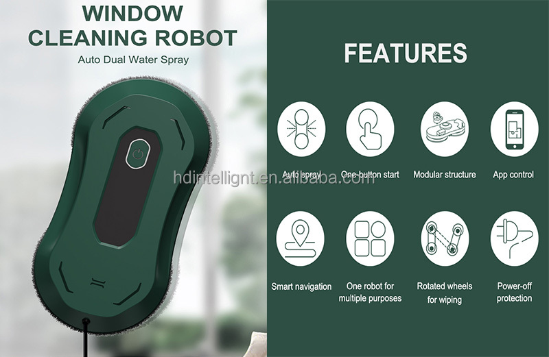 Language English 65dB Wireless Robot Window Cleaner 3 Mins/M2 Electric Window Cleaner Robot