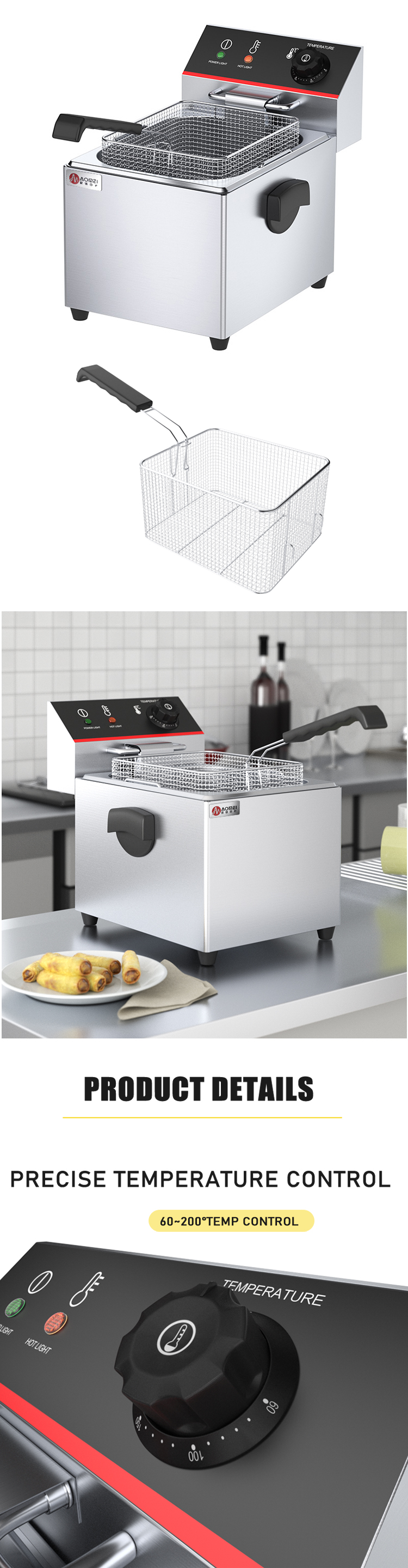 8L Electric Stainless Steel Deep Fryer for Durable and Long-Lasting Performance