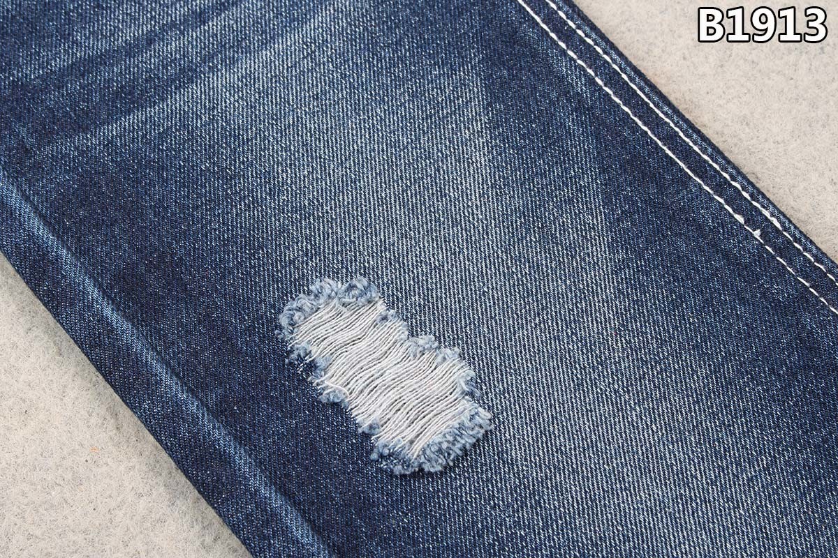13.5oz Cotton Polyester Denim Fabric Indigo Blue Sanforizing Jeans