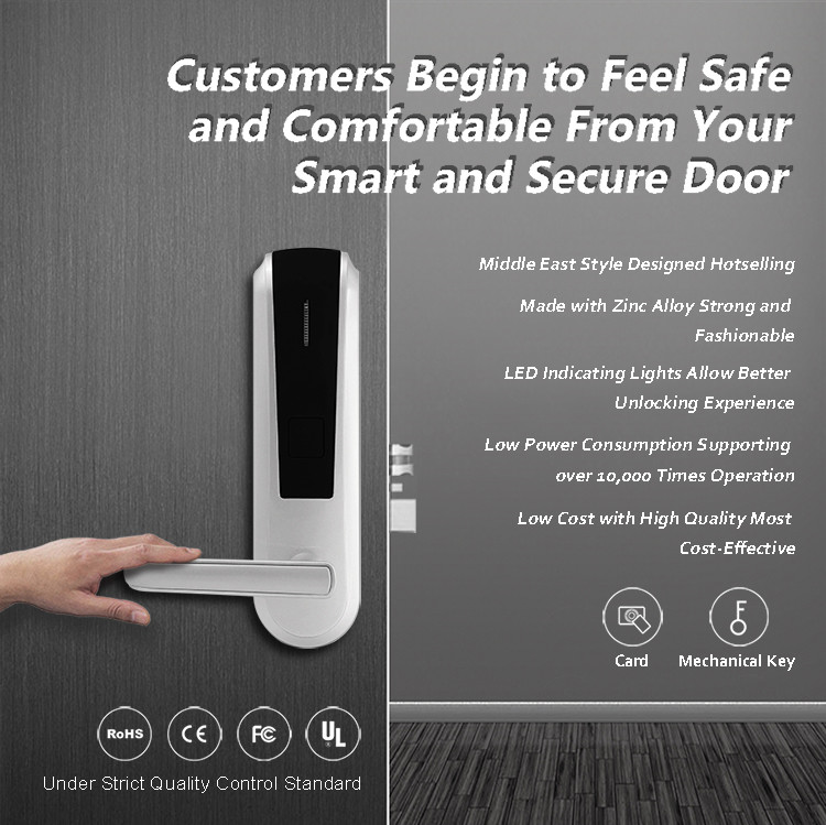 Commercial Keyless Key Card Door Lock 285 * 76 Mm Attractive Appearance