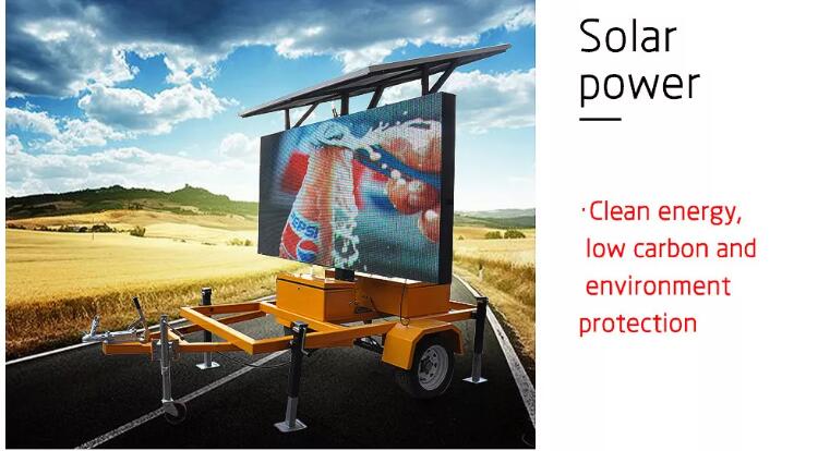 Trailer Mounted Solar Traffic Vms Sign Board Guiding Communication TCP/IP Mobile Angle 70°