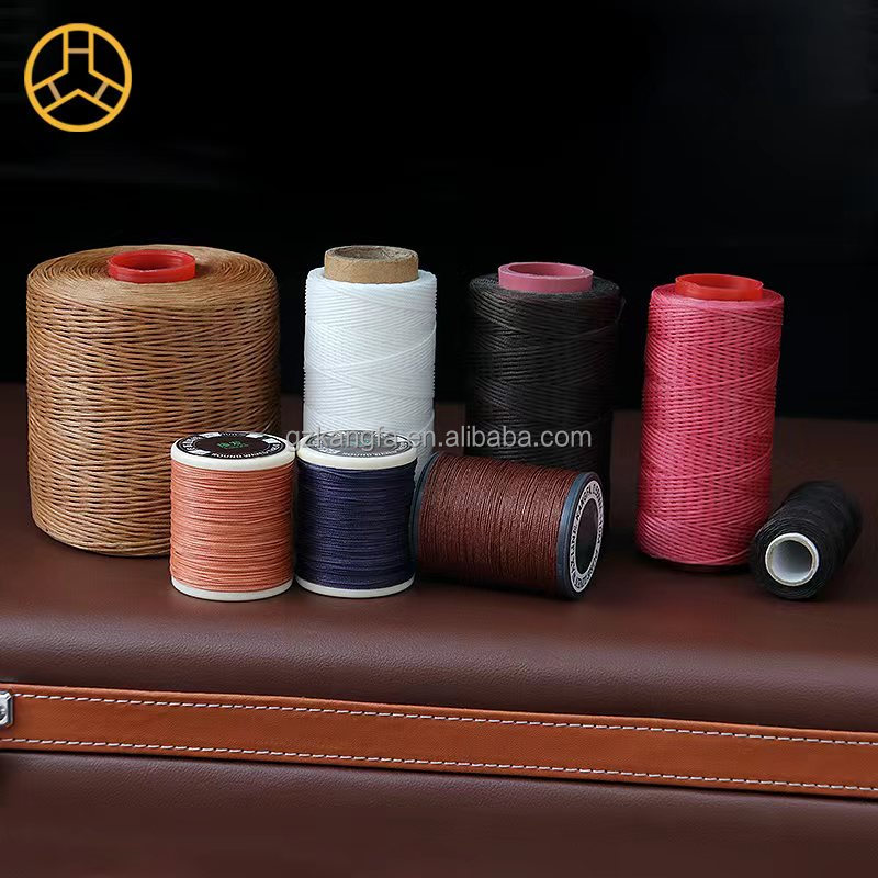 200m 0.8mm Flat Waxed Thread for Leather 100% Polyester Pattern Waxed Yarn Count 250D/16