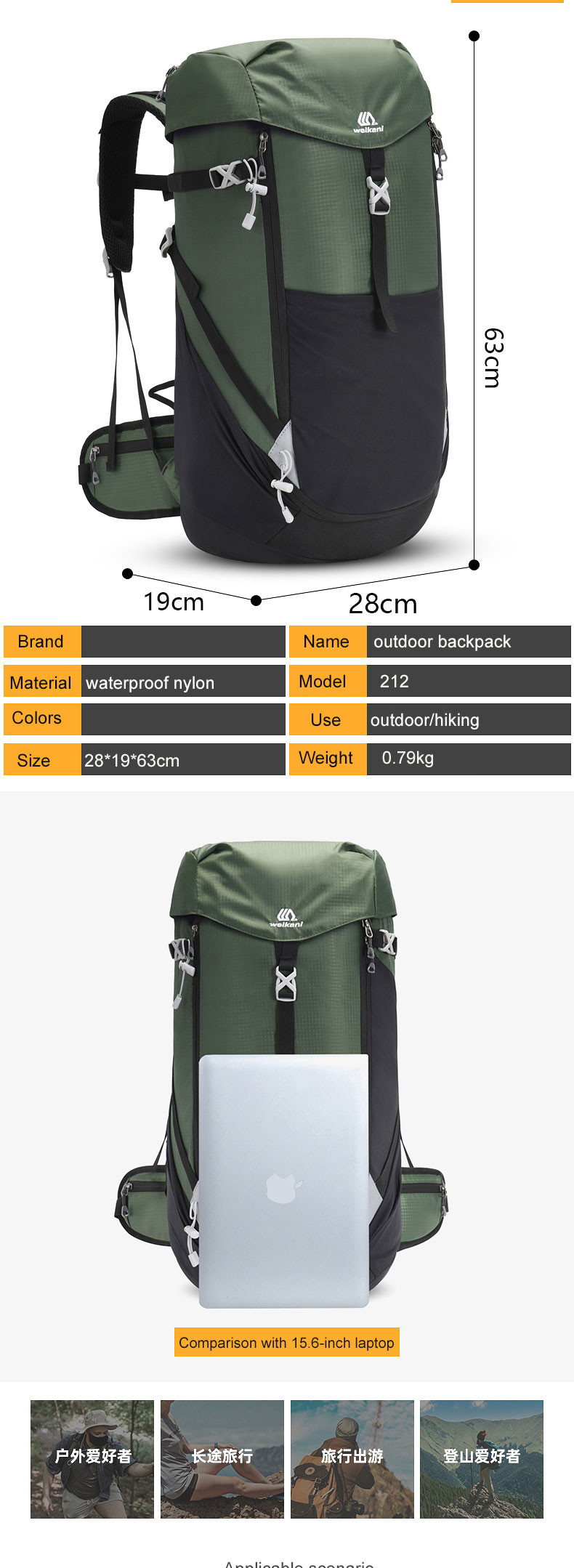 Travel 40L Waterproof Hiking Backpack Nylon Tactical Ultralight Hydration Pack