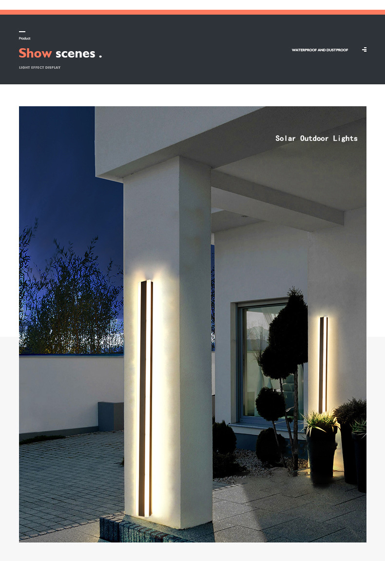 OEM ODM 3000K Aluminum Solar Wall Lights Outdoor Free Wiring For Villa Yard