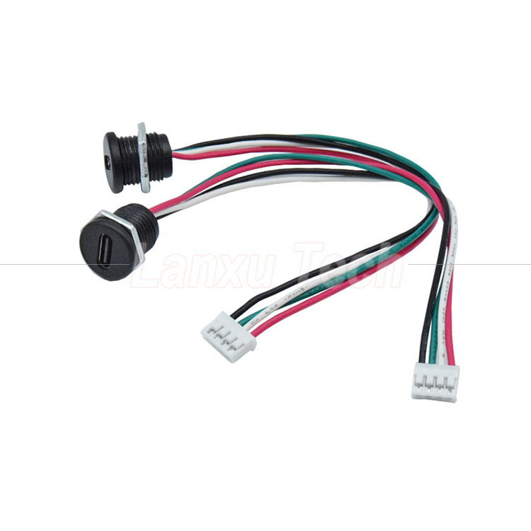 Waterproof USB Type C Female Socket Jack to 4 Pin PH 2.0 XH 2.54 SH1.0 VH ZH MX Connector Cable
