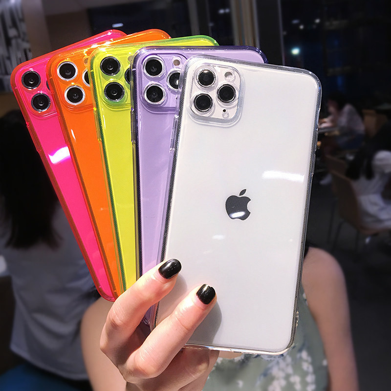 Iphone 11 Shockproof Phone Cases Neon Glitter Camera Protector 1.5mm Thickness Durable