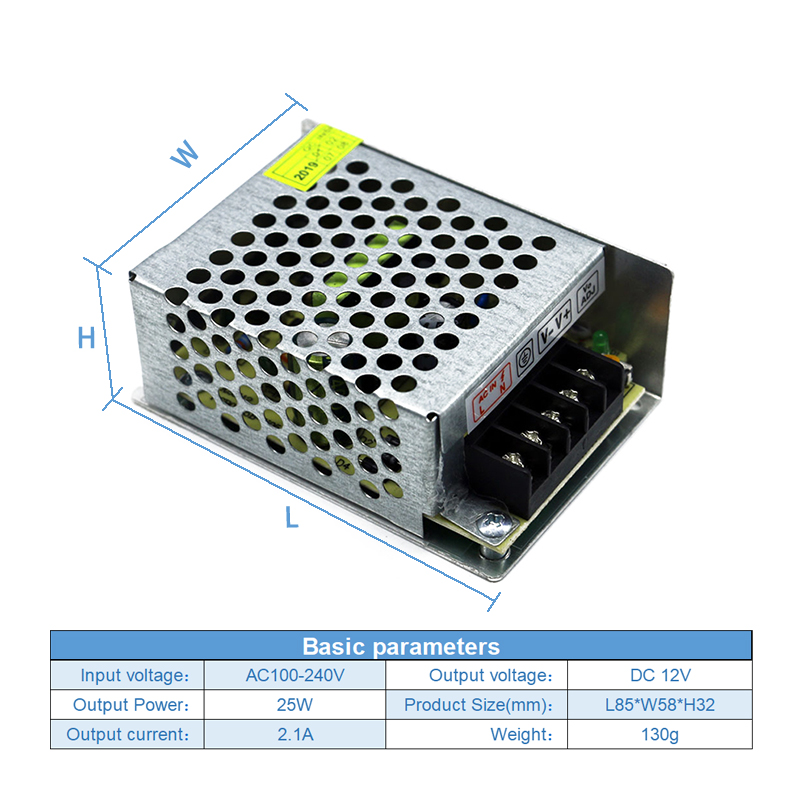 Chassis Switch Power Supply With Aluminum Case 12V 2.1A 25W