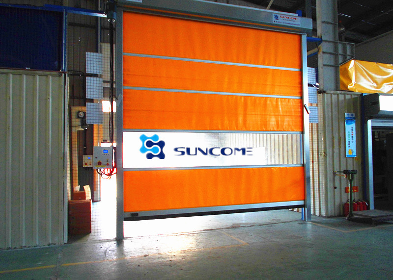 Industrial Colorful PVC High Speed Roll Up Door Stronger Wind Bar In External Area