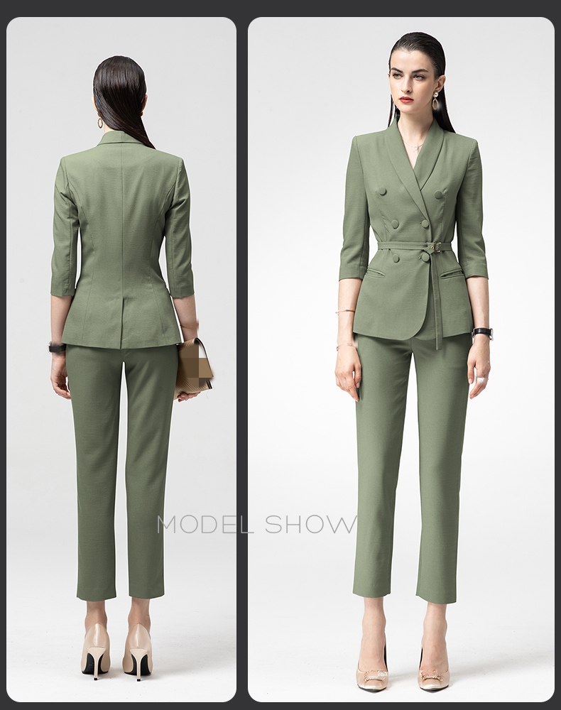 Fashion Custom Cotton Double Breasted Suit Clothing Pants for Women Ladies Office Suits