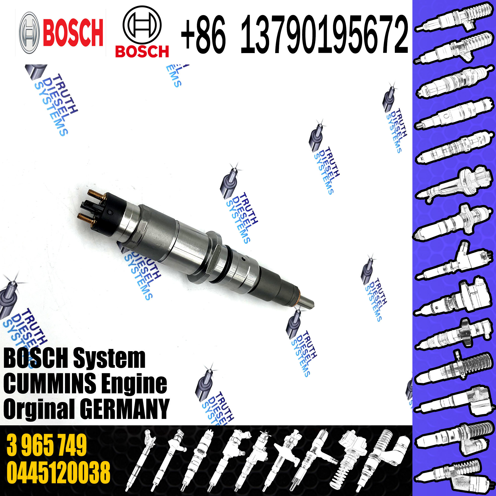 High Quality 3965749 Diesel Engine Fuel Common Rail Injector 0445120133 0 445 120 133