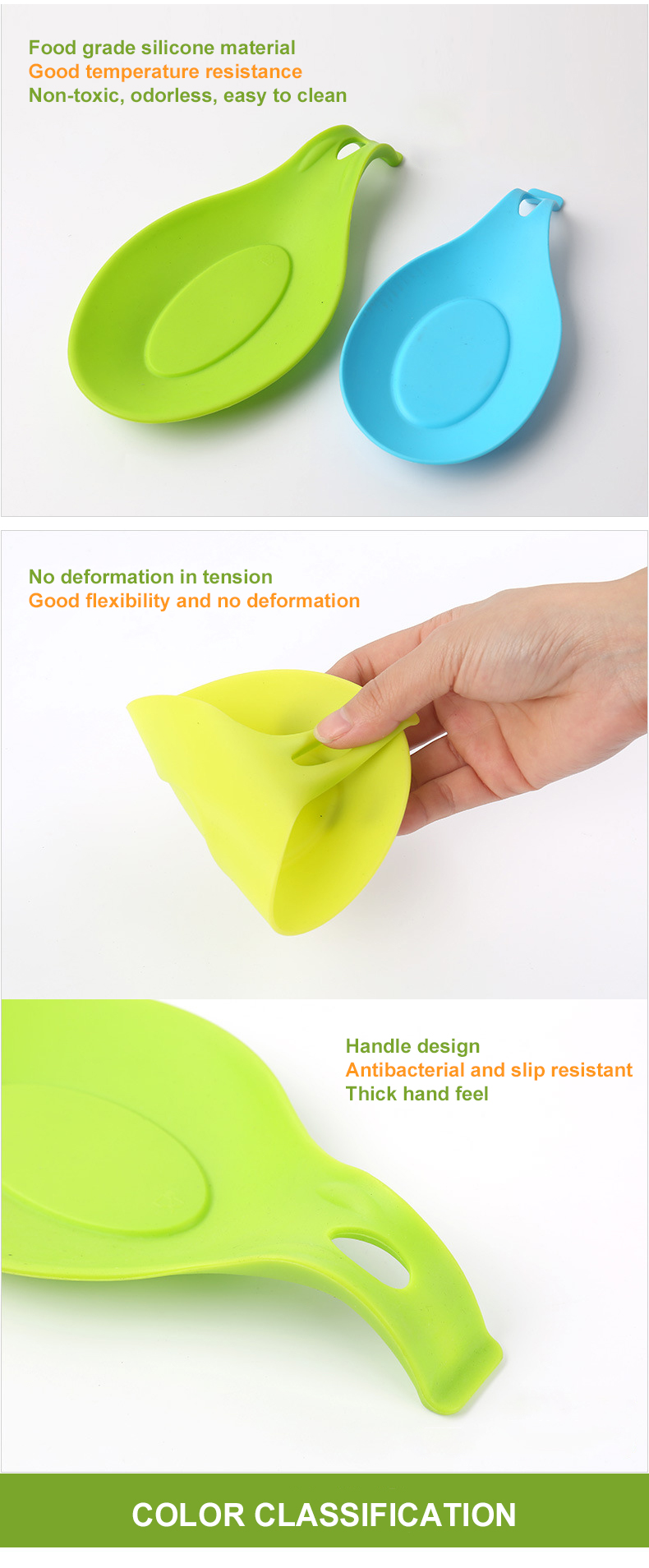 Eco Friendly 37g 72g Almond Shaped Silicone Spoon Holder