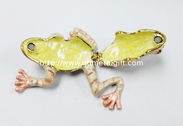 Frog shape bejeweled box for wedding metal trinket box treasure box metal jewelry box