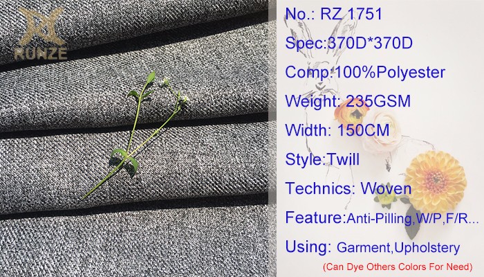 370D Polyester Cationic Woven Twill Tricolor Fabric for Men Suiting and Lady Overcoat