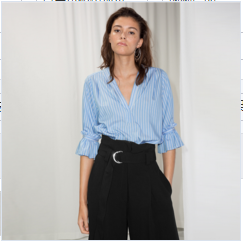 Women White & Blue Striped Blouse