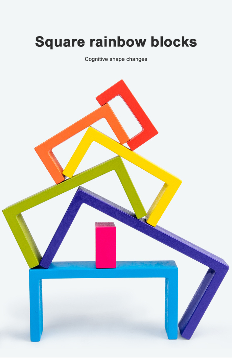 Baby Wooden Montessori Rainbow Building Blocks Educational