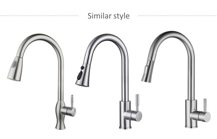 Pull Down Stainless Steel Kitchen Faucet Brushed Spray Hot Cold