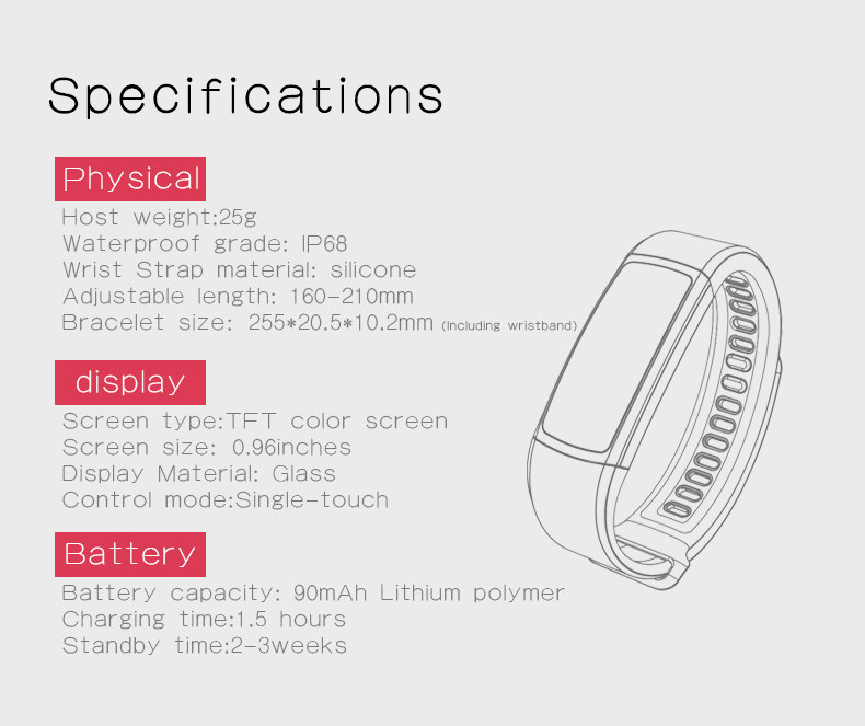 90mah Battery Capacity Smart Sport Watch Real Time Blood Pressure Monitoring