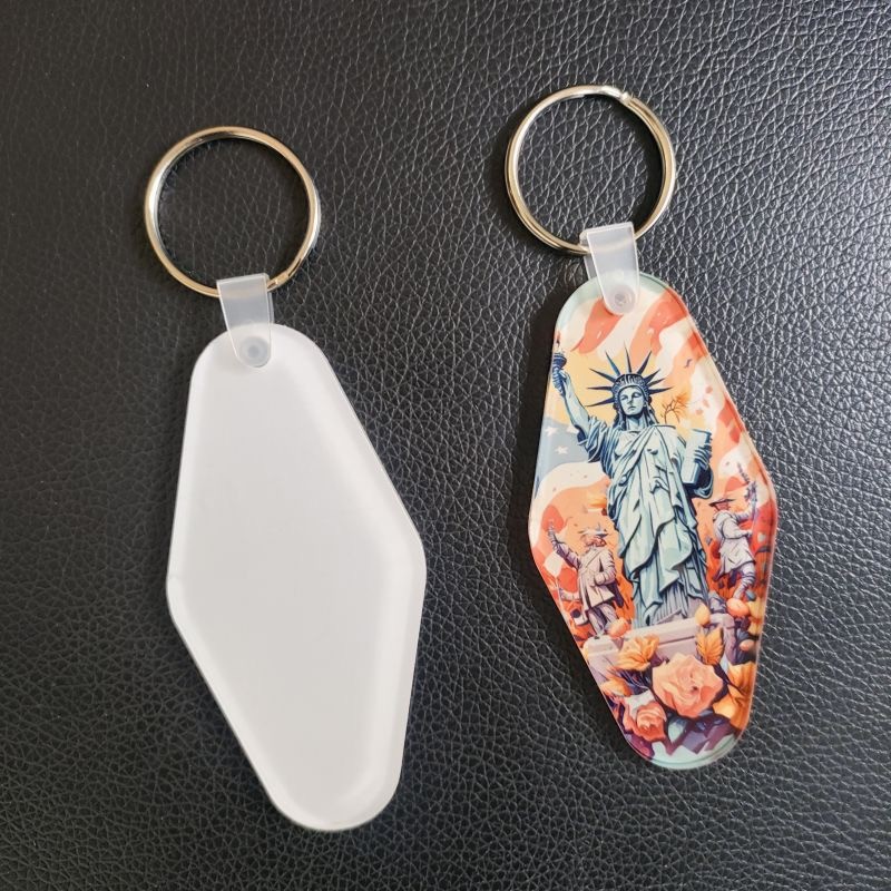 Single Sided Printing Sublimation Motel Keychain Acrylic Sublimation Keychain Blanks DIY