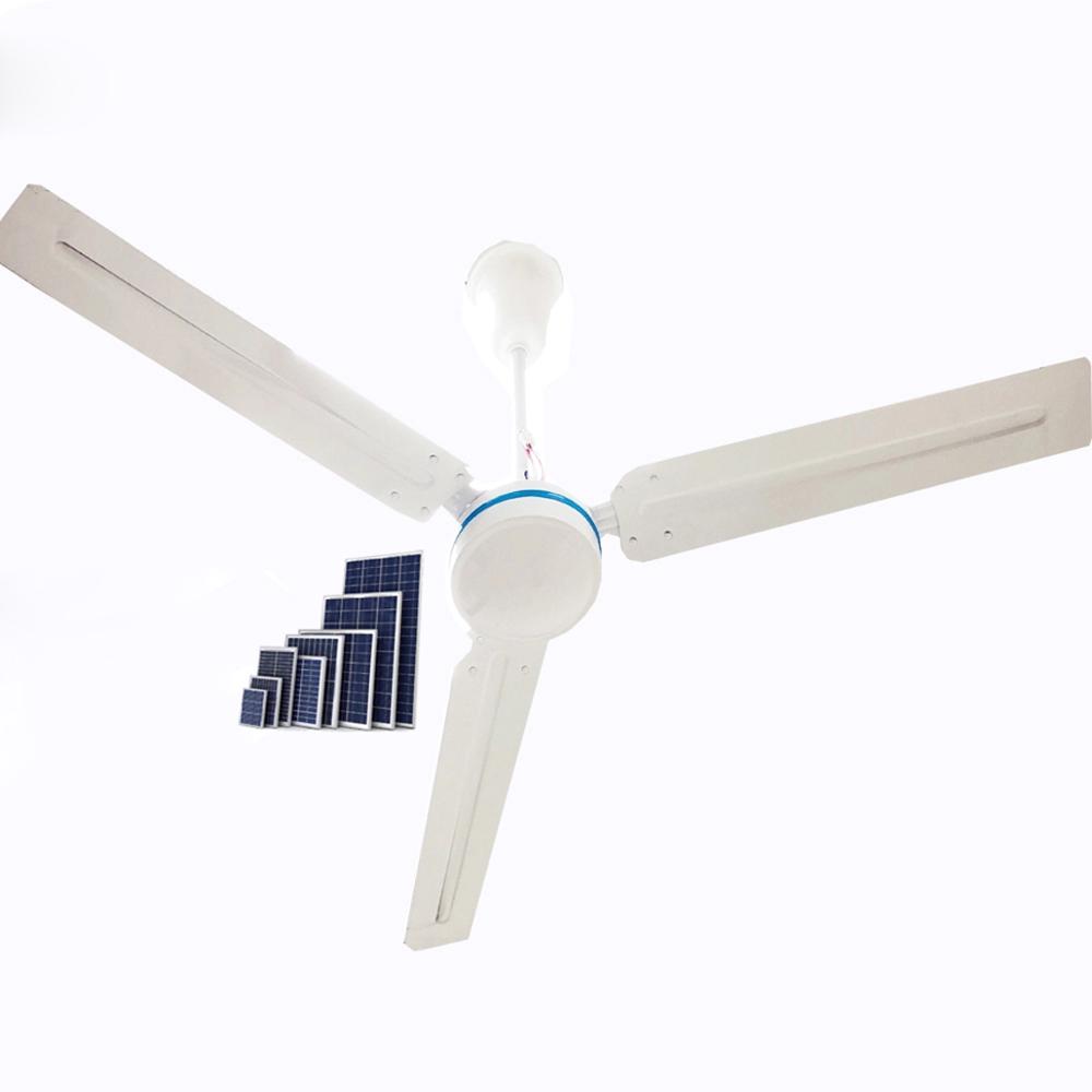 36W 12V 56 Inch AC / DC Solar Ceiling Fan With Remote Control