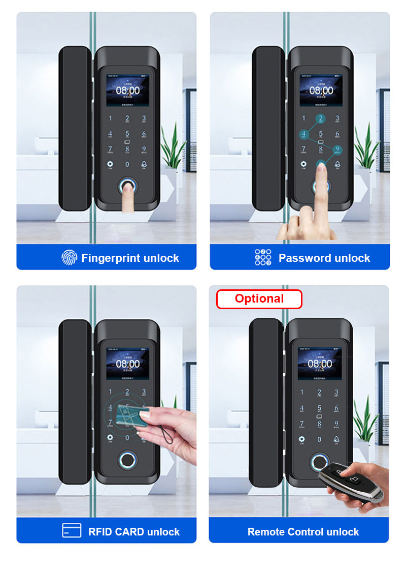 Sliding Door FCC 300 Fingerprint RFID Door Lock 2000 Card
