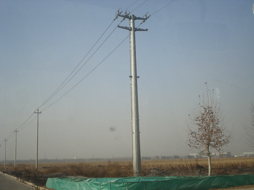 Galvanized Tubular Steel Pole , Electrical Steel Utility Pole Long Life Time
