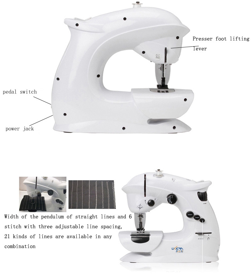 Lock Stitch Multi-function Mini Domestic T-shirt Sewing Machine UFR-403 with Retail