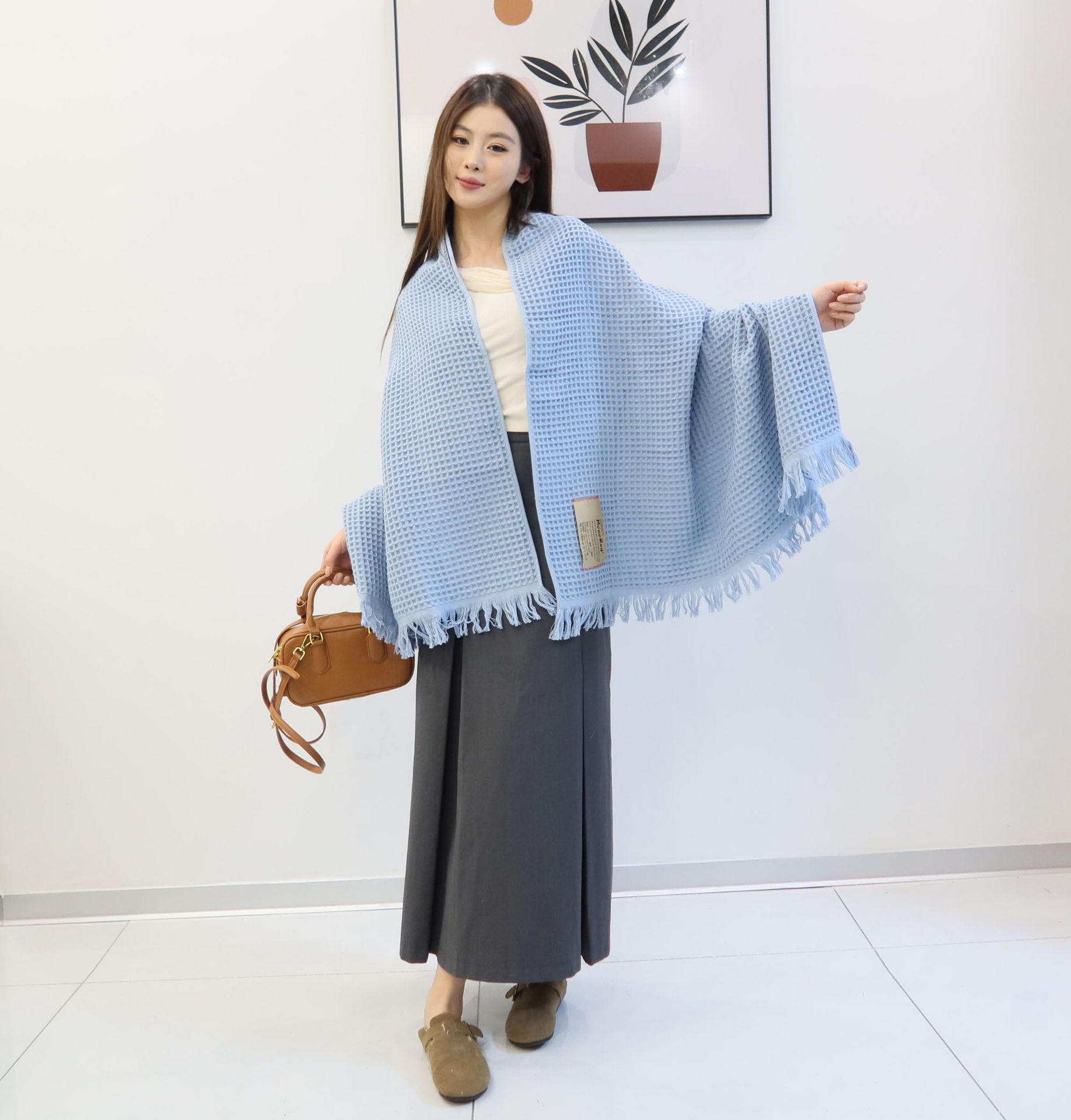 Topless Beach Towel Shawl 90*180CM Cotton Bawal Tassel Bath Towel Cover with Tassels