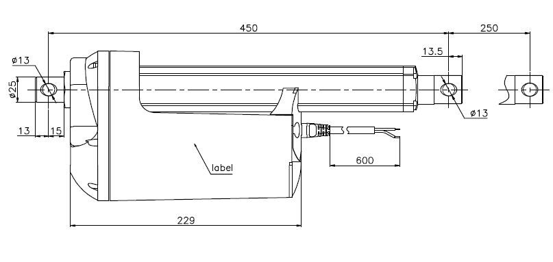 12 Volt 2200lb Small Linear Actuator For Vehicle Lifts / Snow Plow