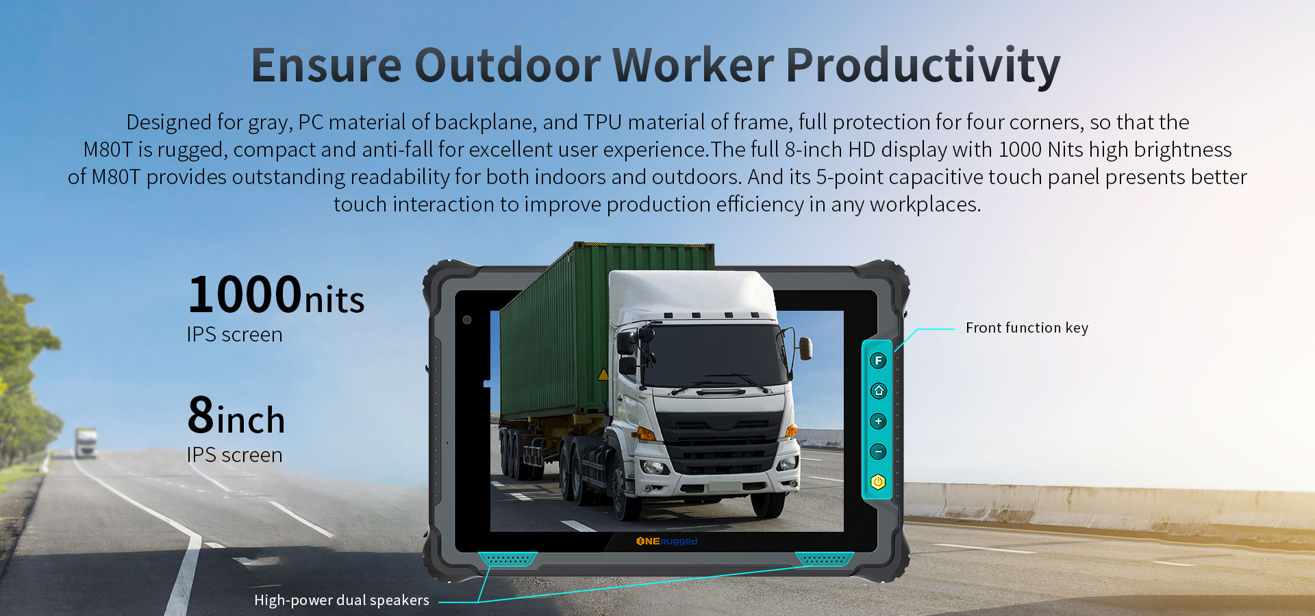 Rugged and ONERugged M80T Industrial Android Rugged 8 inch Tablet PC with 820g Weight