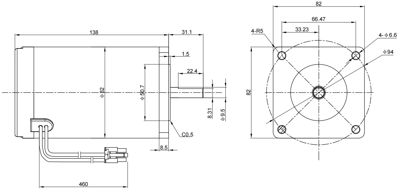 Waterproof IP68 DC Brushed Motor Dia. 82mm 50 - 300 Watts