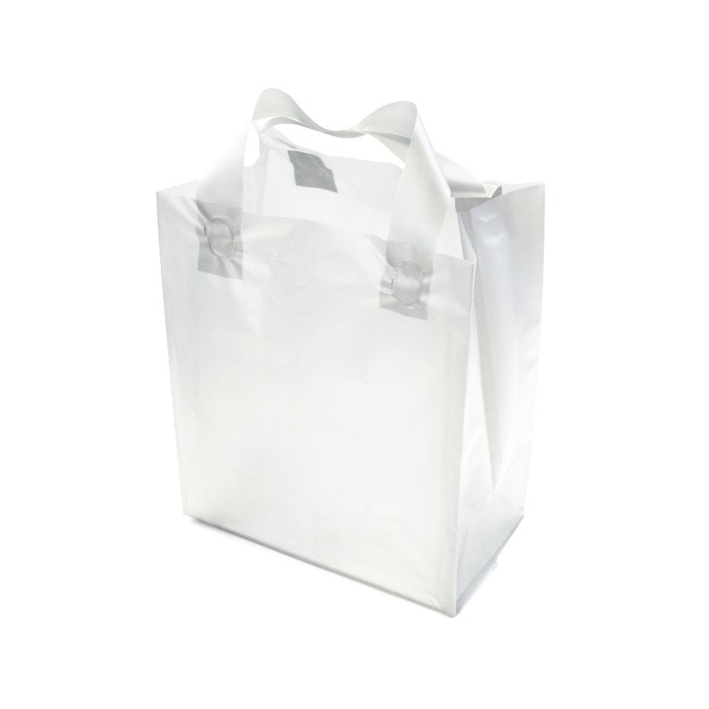 Semi-Transparent FROSTED (SMALL) Rigid Plastic Soft Loop Handle Gift / Retail Shopping Bags