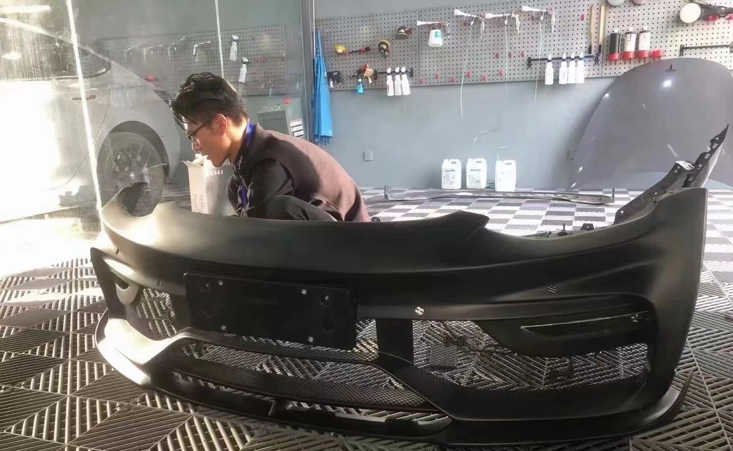 FPR 2019 Spoiler For Tesla Model 3 Body Kit 2022 ACP Style Front And Rear Bumper