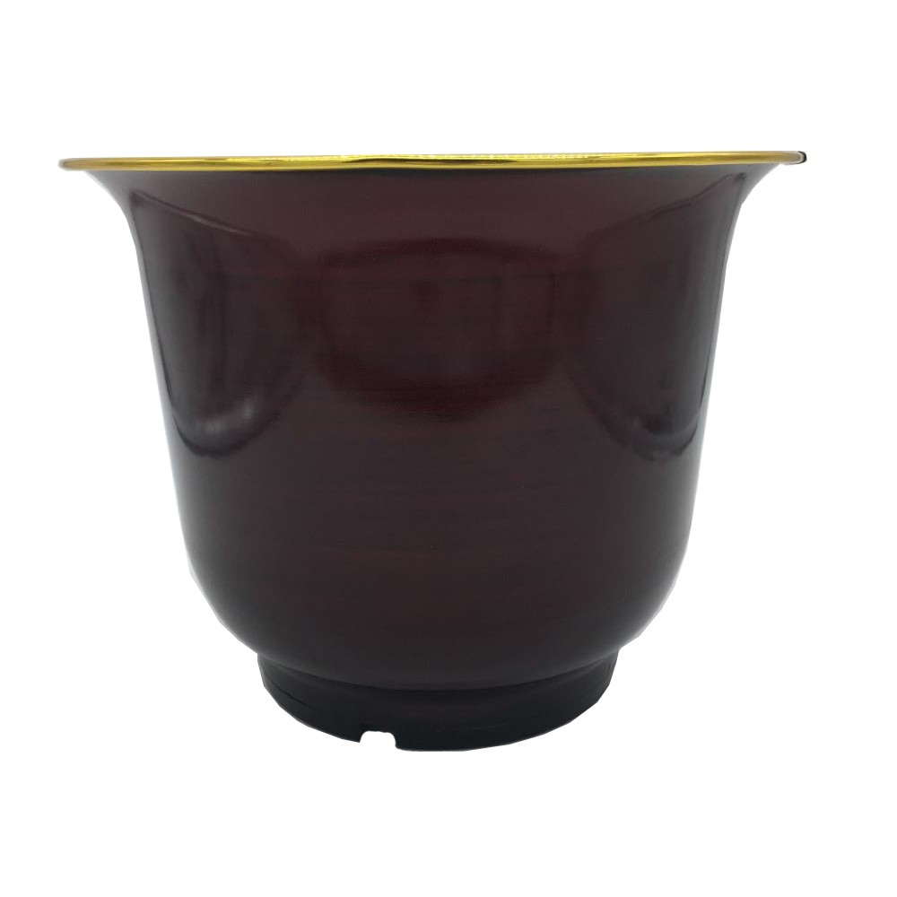Metal Shiny Plastic Flower Pot with Saucer Together Chinese Style