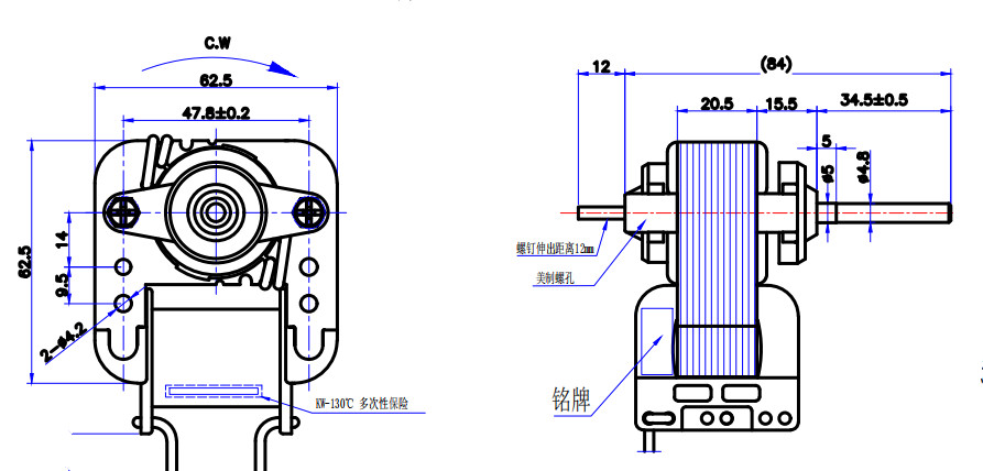 AC 120V 60HZ Shaded Pole Motor For Cooling In Water Dispenser