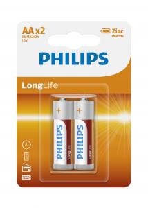 China OEM PHILIPS 1.5 V Carbon Zinc Battery AA Low Consumption For Clocks Radios on sale