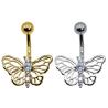 Buy cheap silver gold Butterfly Belly Button Ring zircon gems 316 Stainless Steel bar from wholesalers