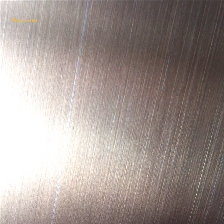 Anti Finger Print Hairline Stainless Steel Sheet Rose Gold SS Decorative Plate 0.65mm Thickness