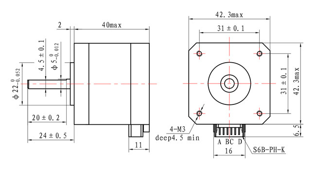 【42SHD0229】42x42x40mm NEMA 17 Hybrid Stepper Motor with gear 0.38Nm for XYZ axis 3D Printer