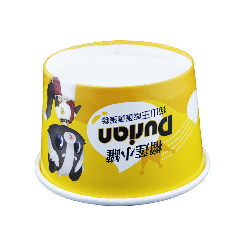 PE Paper 6Oz Frappe Individual Ice Cream Cups With Wooden Spoons